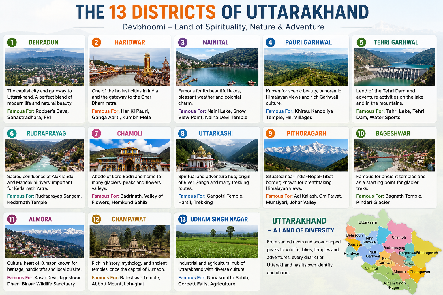 Uttarakhand Unfolded: Discover the 13 Districts That Define Devbhoomi